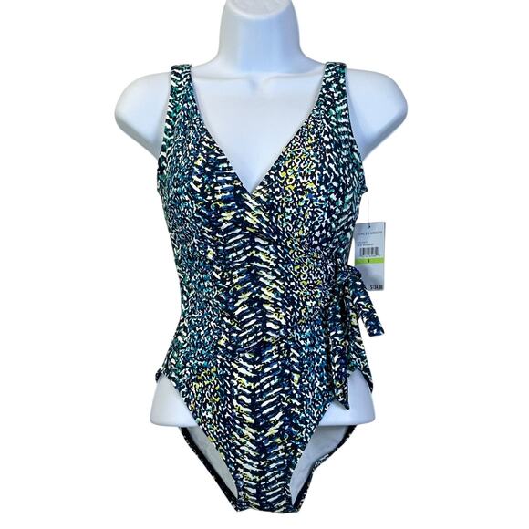 Vince Camuto Wrap-Tie One-Piece Swimsuit 408 Midnight V28770 Women's 4 NWT - Picture 2 of 9